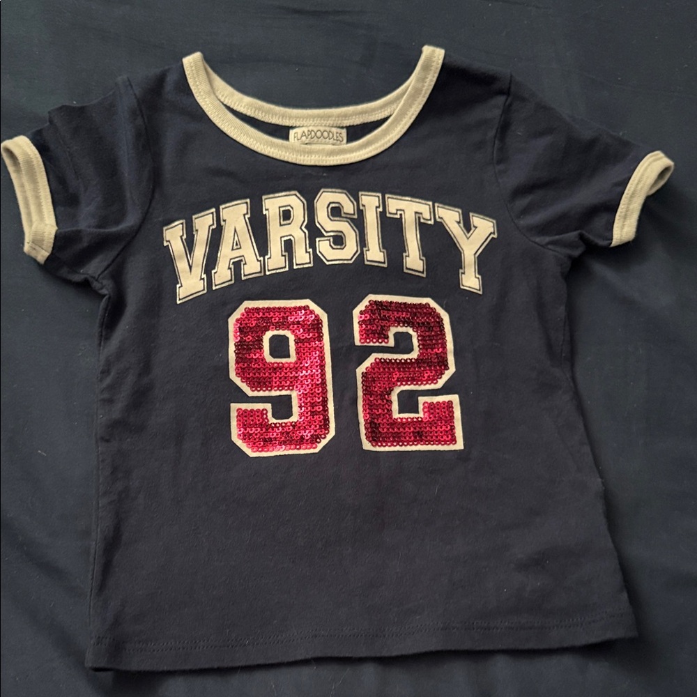 F&F Kids Varsity 92 Tee - Navy and Cream